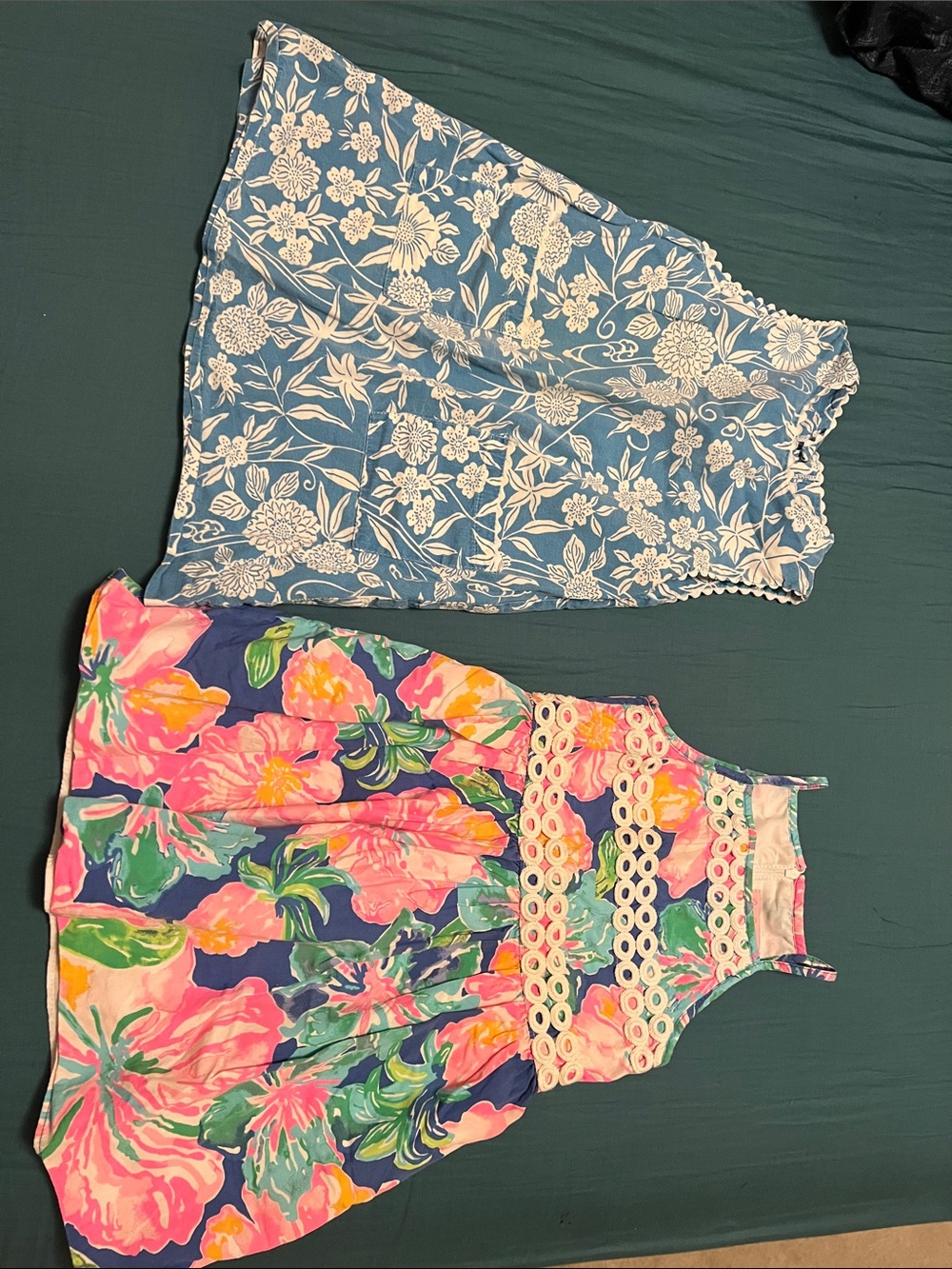 Lilly Pulitzer Blue Floral Top and Multicolor Floral Dress Set